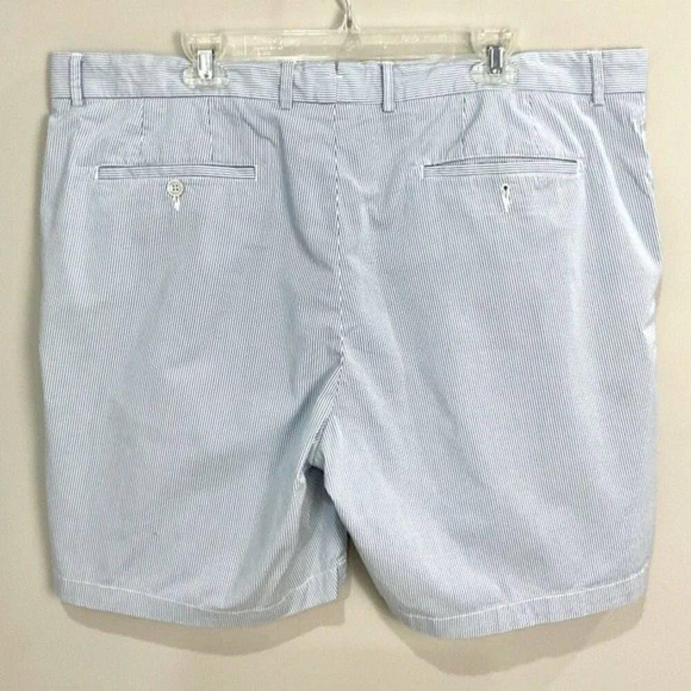 Peter Millar Summer Pinstripe Shorts Flat Front Sz 42 Blue & White Stripe Preppy